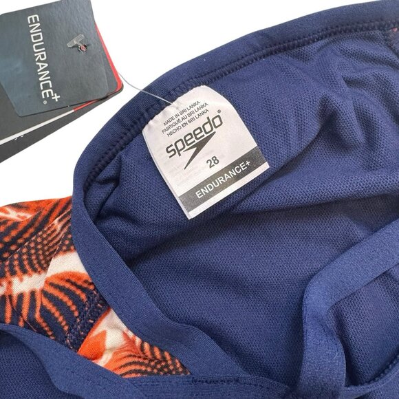 Speedo Endurance+ Flash Time Flyback Swimsuit Women 28 Orange Navy Athletic NEW - Picture 9 of 13